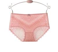 Bragas menstruales fisiológicas de algodón a prueba de fugas, sexys, de encaje, transpirables, de cintura baja, sin costuras, ropa interior for mujer(Oragne pink,2pc,XL(waist64-70cm))