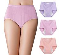 Bragas Menstruales Mujer Algodon Sin Costuras Braguitas Invisibles Braga Menstrual Ropa Interior Cómodas Y Suaves Elástico Talle Alto Culotte Transpirable Sexy Cintura Alta Vientre Plano Pack de 3