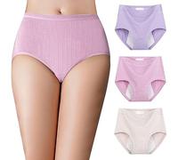 Bragas Menstruales Mujer Algodon Sin Costuras Braguitas Invisibles Braga Menstrual Ropa Interior Cómodas Y Suaves Elástico Talle Alto Culotte Transpirable Sexy Cintura Alta Vientre Plano Pack de 3