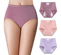 Bragas Menstruales Mujer Algodon Sin Costuras Braguitas Invisibles Braga Menstrual Ropa Interior Cómodas Y Suaves Elástico Talle Alto Culotte Transpirable Sexy Cintura Alta Vientre Plano Pack de 3