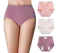 Bragas Menstruales Mujer Algodon Sin Costuras Braguitas Invisibles Braga Menstrual Ropa Interior Cómodas Y Suaves Elástico Talle Alto Culotte Transpirable Sexy Cintura Alta Vientre Plano Pack de 3