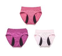 Bragas Menstruales para Mujer Ropa Interior de Encaje de Cintura alta a Prueba de Fugas Bragas Posparto absorbentes Paquete de 3 Rojo/Morado/Rosa S