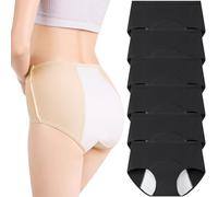Bragas Menstruales Tres Capas a Prueba de Fugas Bragas Mujer Algodon Alta Protección del Tráfico Control de la Vejiga Postparto Lavable Pantalones de Incontinencia,Paquete de 6