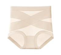 Bragas Mujer Algodón Alta Cintura Adelgazar Vientre Seda Anti Bacteria Cómodo Bragas Mujer Intimo Diario, beige, L