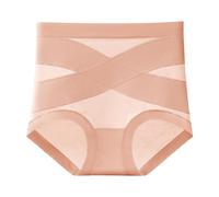Bragas Mujer Algodón Alta Cintura Adelgazar Vientre Seda Anti Bacteria Cómodo Bragas Mujer Intimo Diario, naranja, L