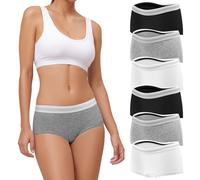 Bragas Mujer Algodón Elástico Braguitas Cinturón Deportivo Pack de 6 UN L