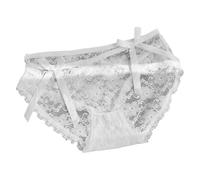 Bragas Mujer Buscando Exquisita con Doble Lazo Mariposa Diseño Calado Y Patrón Fragmentado Con Bordado Encaje Estilo Delicado Y Poético Lencería Delgada Slip Mujer Encaje, blanco, Talla única
