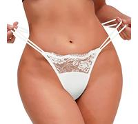 Bragas Mujer Sexy Bragas Sexy de Encaje para Mujer Ropa Interior Tanga Tanga Lencería Bikini Breve Tangas De Hilo Tangas Hilo Mujer Pack Algodon (White, L)
