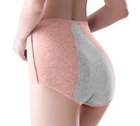 Bragas para mujer de algodón para reglas de cintura alta antifugas, slip para mujer mensual de gran tamaño, bragas de protección periódica, higiénica cómoda, rosa, M