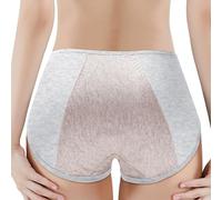 Bragas para mujer de algodón para reglas de cintura media alta, bragas de protección periódica, higiénicas cómodas, gris claro, L