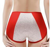 Bragas para mujer de algodón para reglas de cintura media alta, bragas de protección periódica, higiénicas cómodas, rojo, L