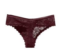 Bragas para mujer, encaje de lujo, sexy, transparente, calado, bajo, sin costuras, delgada, pura deseo para Navidad, Carnaval, vino., XL