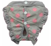 Bragas protectoras para perros gris con lunares rosas y botones a presión