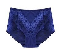 Bragas sexys y transpirables para mujer, de cintura alta, con encaje, ropa interior suave, lindas tangas festoneadas con control de abdomen, bordadas, cintura alta, floral, transparente, sin costuras
