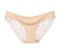 Bragas sin costuras para mujer, algodón, encaje, sexy, transparente, gran tamaño, bajo, calzoncillos para mujer, cómodos, de moda, moda y comodidad, beige, M