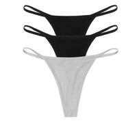 Bragas Tanga De Mujer - 3 Unids/Set Ropa Interior Simple De Cintura Baja Sin Costuras De Gran Tamaño Tanga Ropa De Lencería De Algodón De Color Sólido Ropa De Lencería De Alta Estiramient