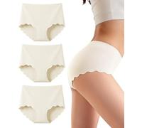 Bragas Tangas Sin Costuras Mujer, Cintura Alta Costuras De LenceríA Invisible, Ropa Interior Braguitasmujeres, Femenina Suaves Microfibra, Women Thong Underweear, Color de piel, Pack de 3, L