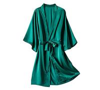 Bragas transparentes para mujer, camisón de satén de seda con volantes, lencería para mujer, bata de embarazo gruesa, verde, XXXXL
