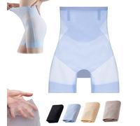 Bragas ultra delgadas para mujer, con control de abdomen, levantamiento de cadera, cintura alta, sin costuras, de seda de hielo, moldeadoras de cuerpo, ropa interior, azul, M