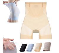 Bragas ultra delgadas para mujer, con control de abdomen, levantamiento de cadera, cintura alta, sin costuras, de seda de hielo, moldeadoras de cuerpo, ropa interior, beige, XXL