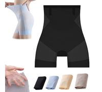 Bragas ultra delgadas para mujer, con control de abdomen, levantamiento de cadera, cintura alta, sin costuras, de seda de hielo, moldeadoras de cuerpo, ropa interior, Negro, L