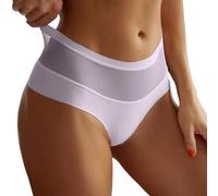 Bragas y tangas para mujer caladas con borde de encaje, lencería sensual transparente, lazos de banda trasera diseño único para ropa femenina audaz para complacer, gris, L