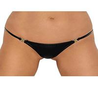 Braguita y tanga eróticos de cuero y látex para mujer marca NOIR HANDMADE Noir Handmade: Sexy perizoma in tessuto Powerwtlook con gancetti dorati