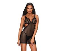 Braguita y tanga eróticos de cuero y látex para mujer marca OBSESSIVE PICARDÍA Y TANGA MILLAGRO OBSSESSIVE NEGRA