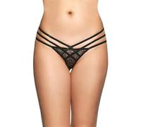 Braguita y tanga eróticos de cuero y látex para mujer marca Softline G-String 2492 - black S/M