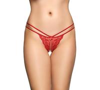 Braguita y tanga eróticos de cuero y látex para mujer marca Softline G-String 2495 - red S/M