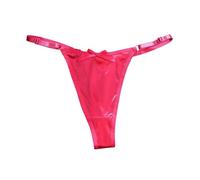 Braguitas ajustables de satén con tanga baja de terciopelo detalle de lazo, refuerzo de cadera color melocotón para una lencería cómoda en el día a día, Rosa intenso., S