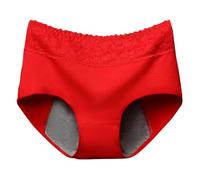 Braguitas de Algodón para Mujer Bragas Posparto Absorbentes Con Flujo Abundante A Prueba de Fugas Ropa Interior para Adolescentes Bragas Cómodas Color Rojo Talla Xl