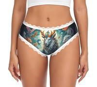 Braguitas de encaje estampadas con animales mitológicos para mujer - Tiro b