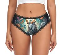 Braguitas de encaje estampadas con animales mitológicos para mujer - Tiro b