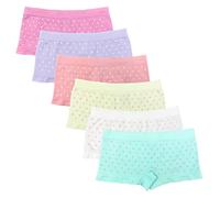 Braguitas Estilo Culotte Niña Licra Corazones. Modelo Sin Costura. Elástico Suave Microfibra. (Pack 6, 10-12)