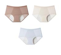 Braguitas Menstruales Absorbentes de Algodón para Adolescentes Suaves para Posparto Transpirables a Prueba de Fugas para Flujo Abundante Paquete de 3 Marrón Albaricoque y Azul L