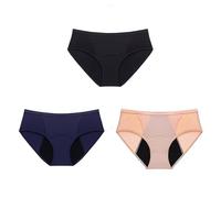 Braguitas Menstruales absorbentes para Mujer Bragas Posparto de Malla Sexy a Prueba de Fugas Paquete de 3 Color Negro azul Y albaricoque M