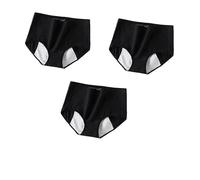 Braguitas Menstruales de Algodón para Adolescentes Ropa Interior deportiva Protectora para El Período de Flujo Abundante Braguitas Posparto Transpirables Paquete Múltiple de 3 Color Negro L