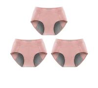 Braguitas Menstruales de Algodón para Mujer Ropa Interior deportiva Protectora Transpirables Absorbentes para Posparto para Flujo Abundante Paquete de 3 Color Rosa Talla Xl