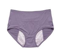 Braguitas Menstruales de Algodón Sin Costuras Braguitas Hipster de Cintura Alta Protección Extra para Flujo Abundante Suaves y Transpirables para Adolescentes Color Morado Claro L