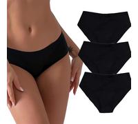 Braguitas Menstruales de Talla Grande para Mujer 3 Piezas Transpirables Absorbentes a Prueba de Fugas de Algodón Suaves Color Negro 4Xl
