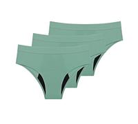 Braguitas Menstruales Elásticas de Algodón para Adolescentes Kit de Inicio para El Primer Período Ropa Interior Posparto Transpirable de Cintura Alta Bragas Suaves 3 Piezas Color Verde S