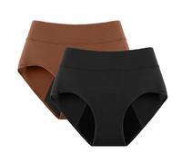 Braguitas Menstruales para Mujer Sin Costuras para Posparto Con Flujo Abundante A Prueba de Fugas Ropa Interior deportiva Protectora Paquete de 2 Marrón y Negro Talla Xs