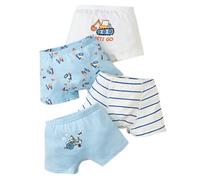 Braguitas Niña 10 Años - 4 Calzoncillos De Algodón para Niños Pequeños Ropa Interior Suave para Camión De Dinosaurios (Sky Blue 5-6 Years)