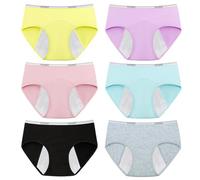 Braguitas para Adolescentes, Paquete de 6, de algodón Suave, de Alta Elasticidad, antifugas y Lavables, cómodas y ventiladas, Ideales para la Escuela y Las rutinas diarias