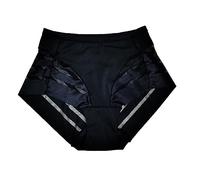 Braguitas para mujer de malla transparente a rayas con alta comodidad de plumas de seda helada, Negro , XL