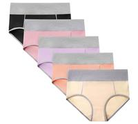 Braguitas Posparto de Algodón Transpirables para El Período Bragas para Flujo Abundante Protección Adicional Elásticas a Prueba de Fugas Cómodas Absorbentes Paquete de 5 Multicolor L