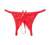 Braguitas Transparentes de Encaje con Abierta para Mujer con Masaje de Perlas Fajas Mujer Piernas Bragas Reductoras Mujer Pack (Red, L)