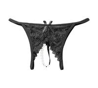 Braguitas Transparentes de Encaje con Abierta para Mujer con Masaje de Perlas Fajas Mujer Piernas Bragas Reductoras Mujer Pack (Black, XL)
