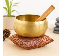 Brahmz® Tazón tibetano budista para cantar instrumentos musicales, terapia y meditación (latón marrón, 6 pulgadas)